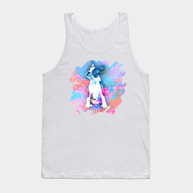 Boston Terrier Watercolor Digital Art Tank Top by Nartissima